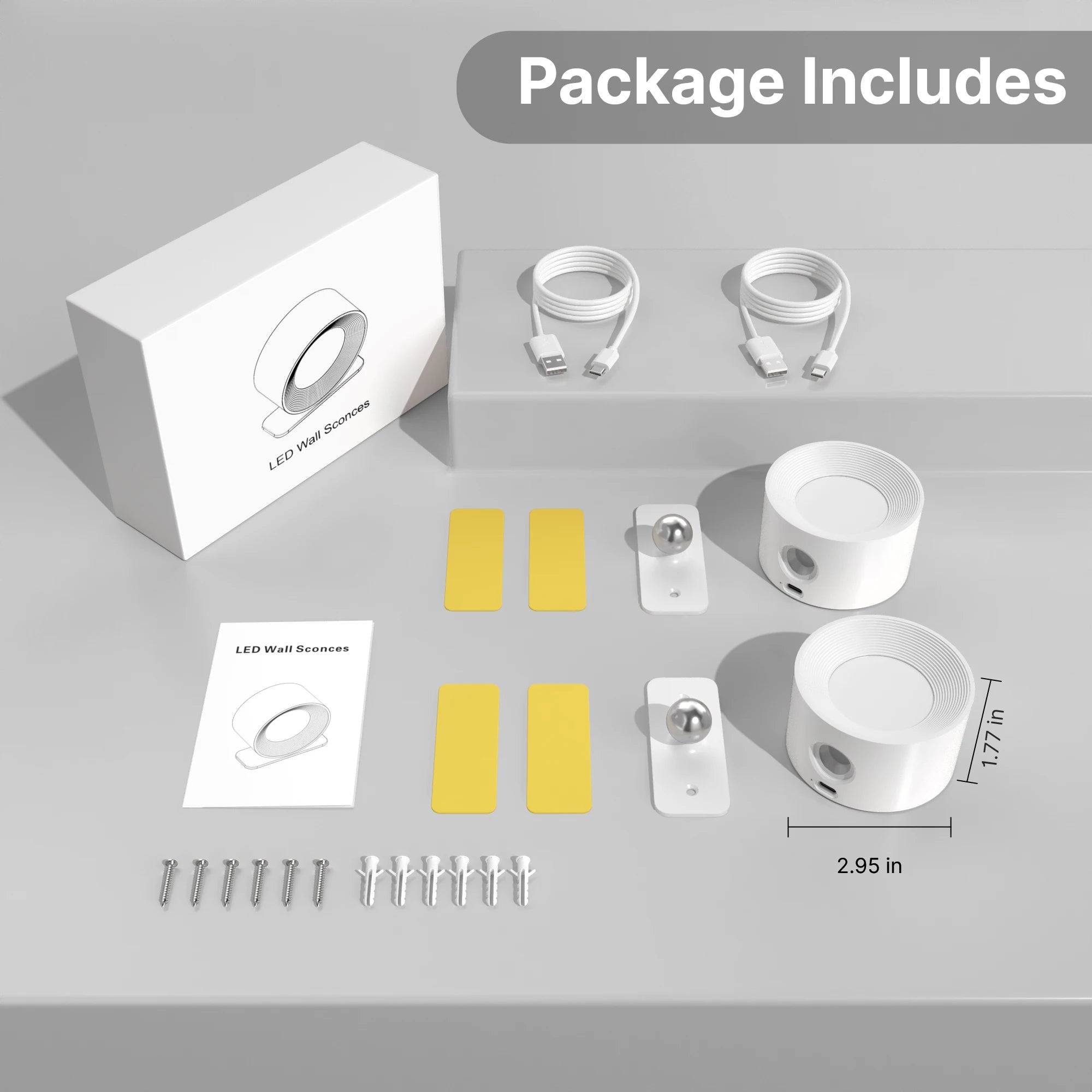 LED Wall Sconces light, 3 Brightness Levels 3 Color Modes Wall Lights, 2000mAh Battery Operated 360° Rotatable Touch Control