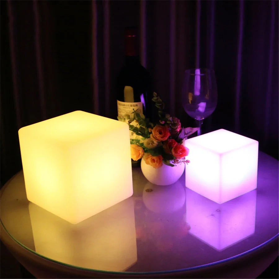 25/20/10Cm Led Lichtgevende Cube Bar Ktv Party Sfeer Tafellamp Batterij Aangedreven Rgb 16 Kleuren vierkante Nachtlampje Voor Home Decor