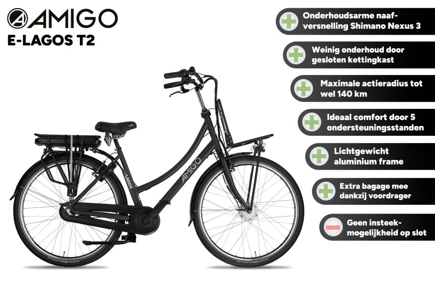 Amigo E-Lagos T2 Dames 3V V-Brakes